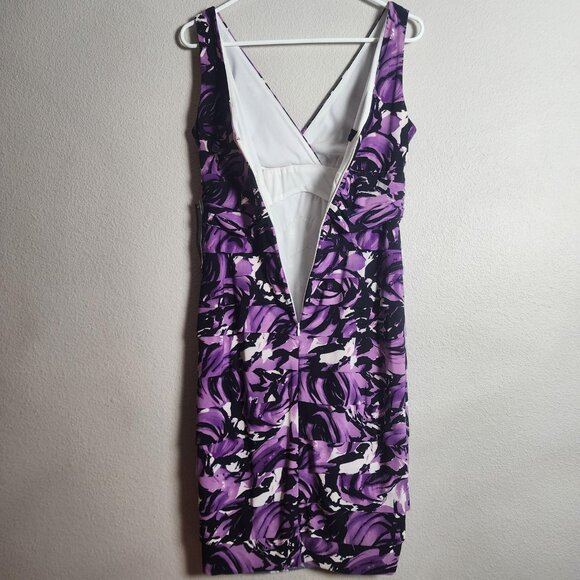 Jones New York Dress Womens 6P Purple Orchid Multi Sheath Sleeveless Ruched - Picture 10 of 14
